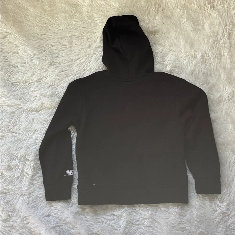 Kids New Balance Black Hoodie White Logo Pouch 7